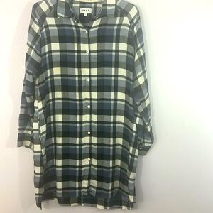DKNY Flannel Button Down Dress, medium